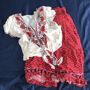 Max studio tied crop top and maxi skirt set